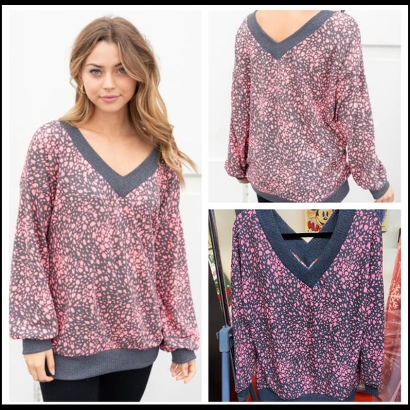 white birch Tops - Bright Pink Leopard Top